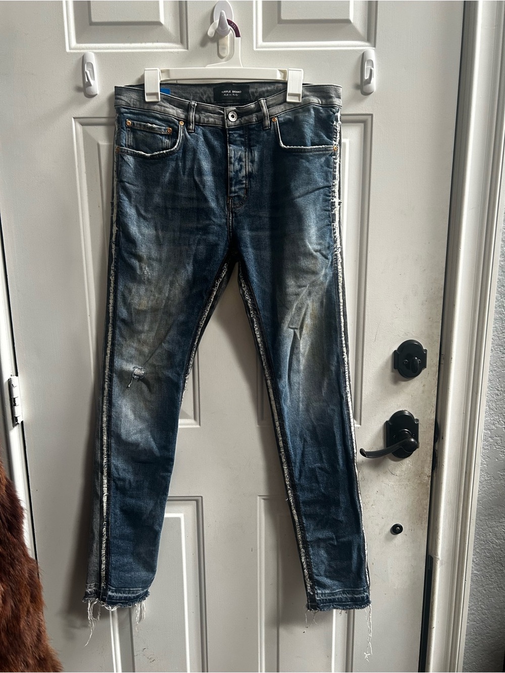 Sz 34- Purple Brand Jeans Men's - Limited Dark Wash Distressed Slim Jeans